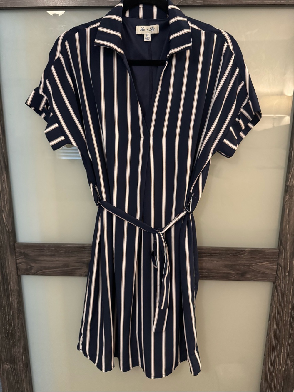 She + Sky Navy, Red and White Striped Shirt Dress